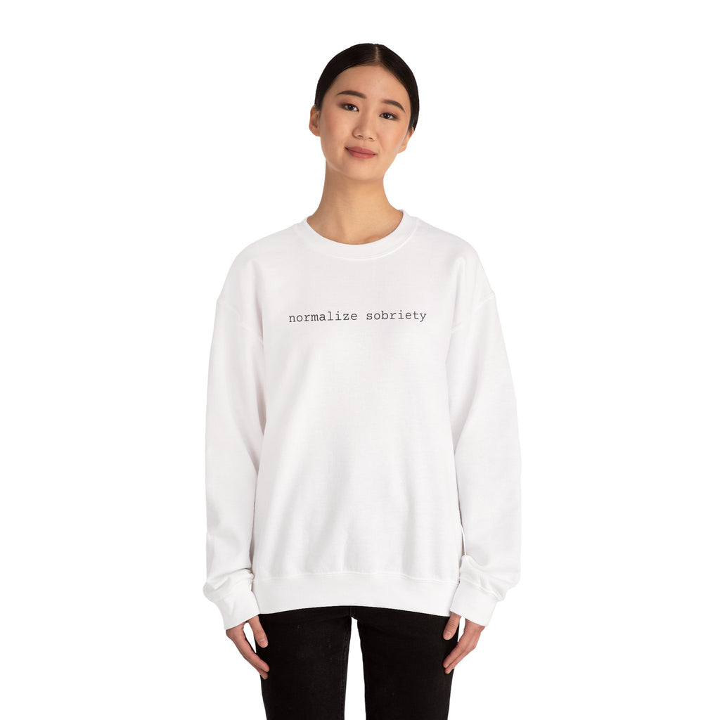 Normalize Sobriety Sweatshirt — White Crewneck