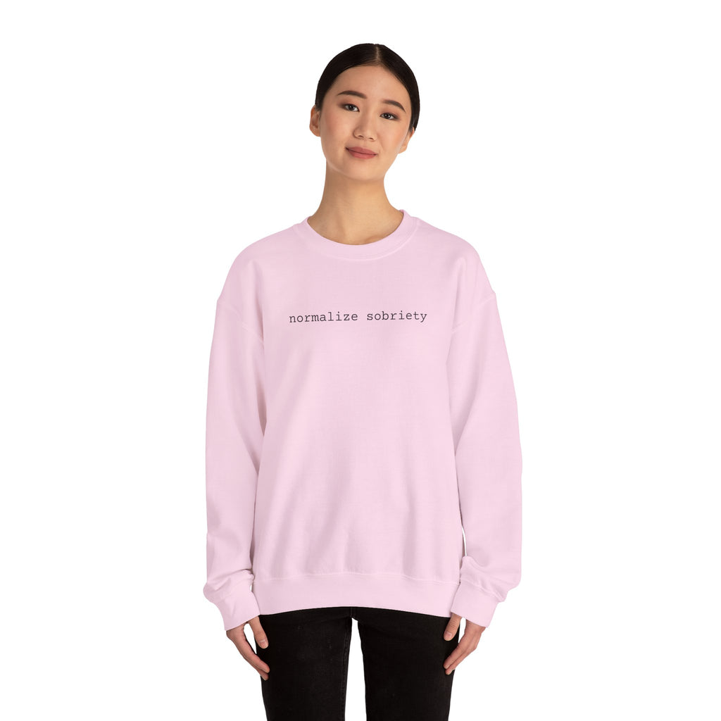 Normalize Sobriety Sweatshirt — White Crewneck