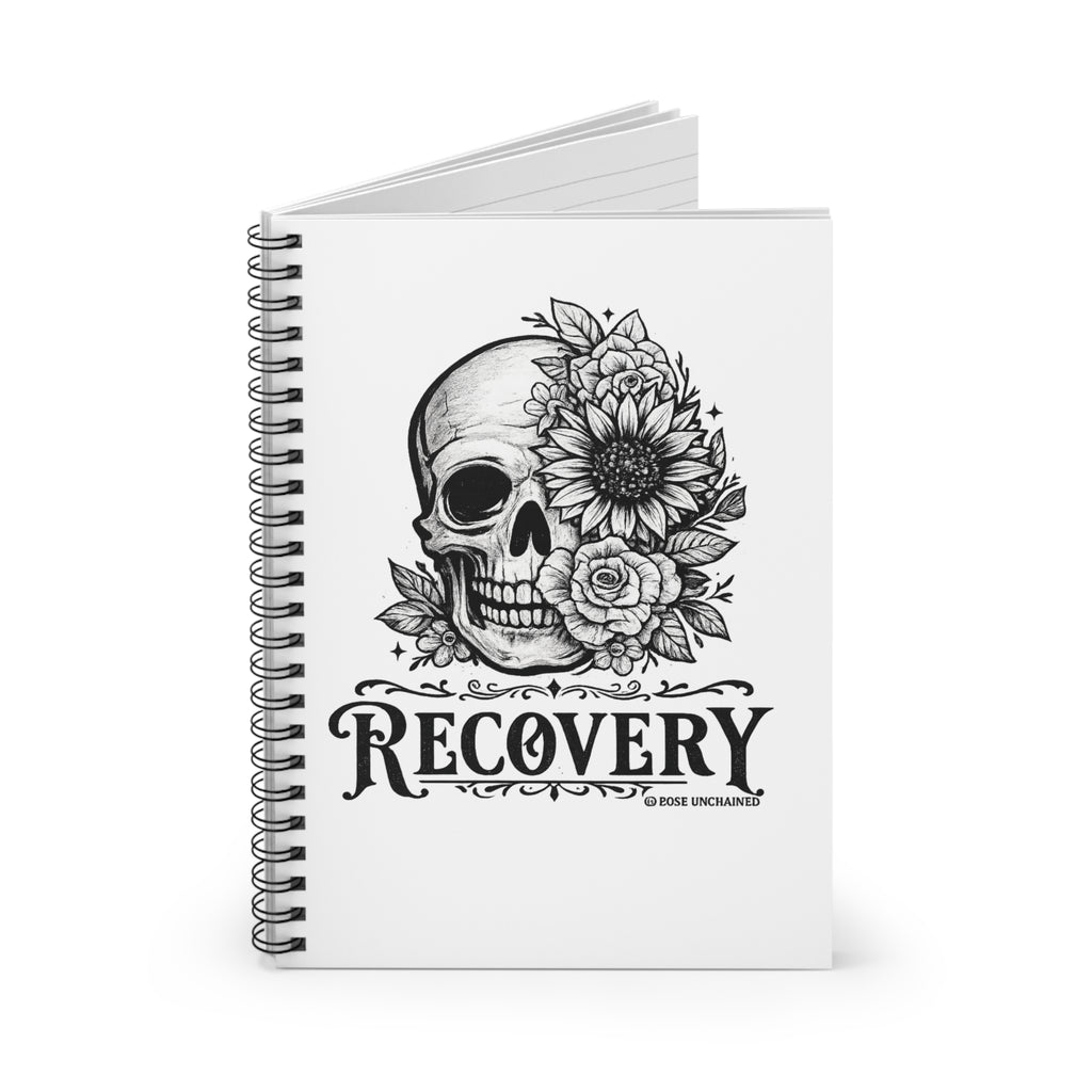 Recovery Skull Floral Spiral Notebook — Ruled Journal for Sobriety & Healing