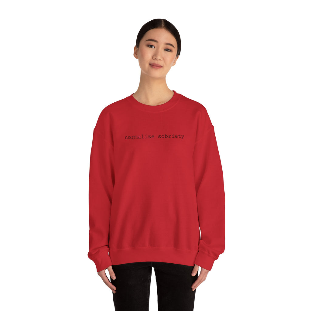 Normalize Sobriety Sweatshirt — White Crewneck