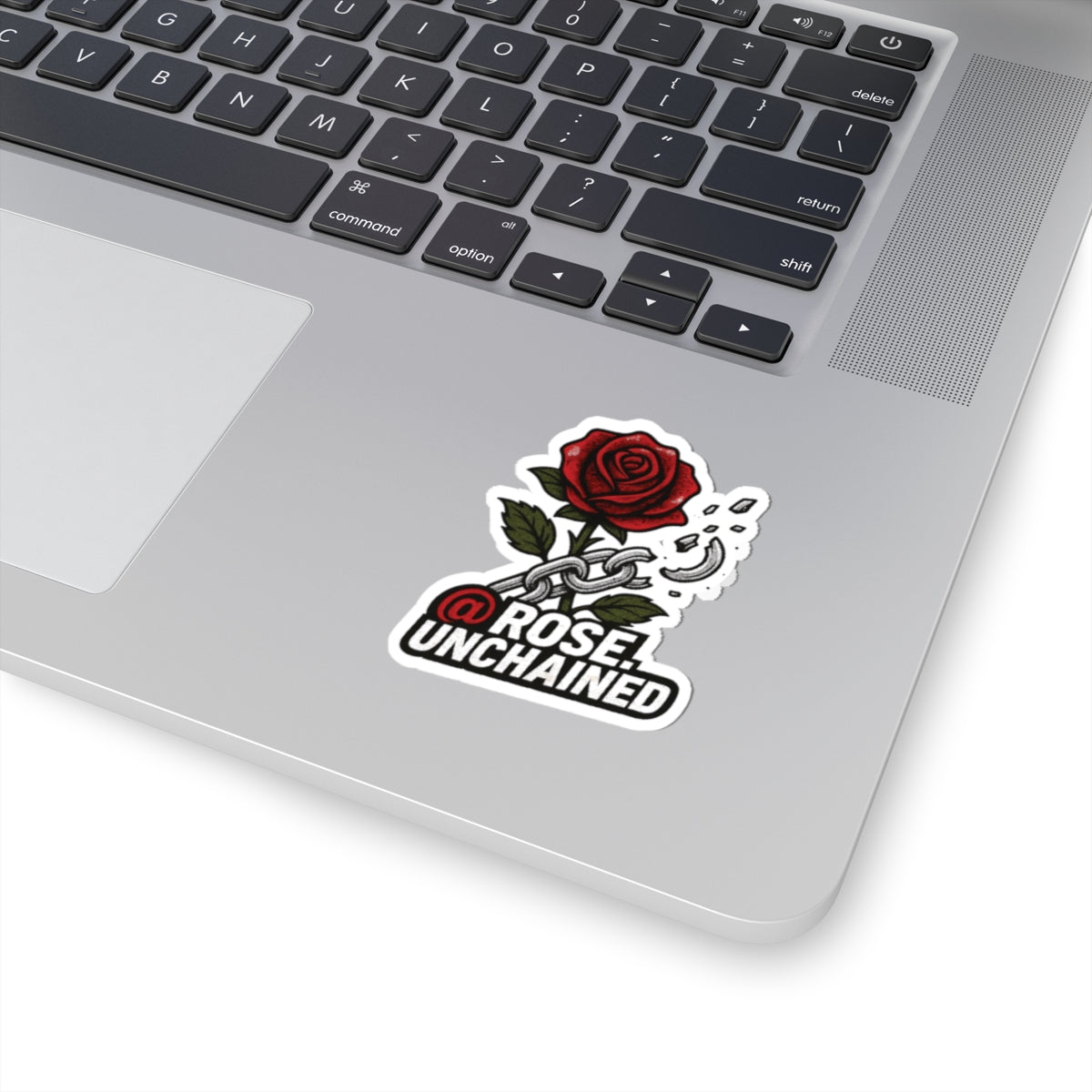 Rose Unchained Kiss-Cut Sticker — Red Rose & Broken Chain Decal