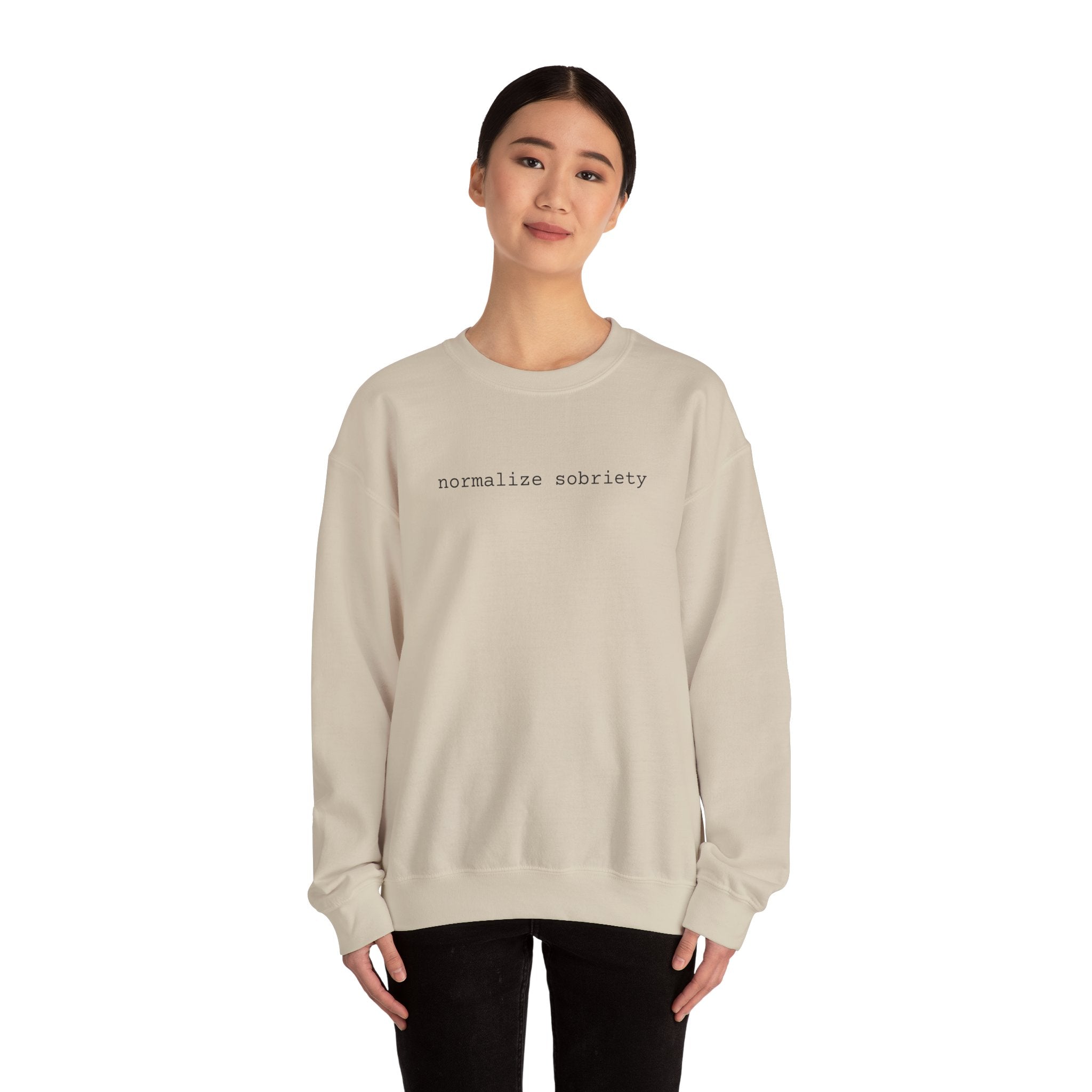 Normalize Sobriety Sweatshirt — White Crewneck