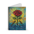 Rose Rising Spiral Notebook — Red Rose Breaking Chains Artwork, Ruled Journal