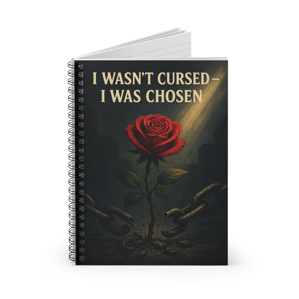 Inspirational Rose Notebook — “I Wasn’t Cursed — I Was Chosen” Spiral Journal