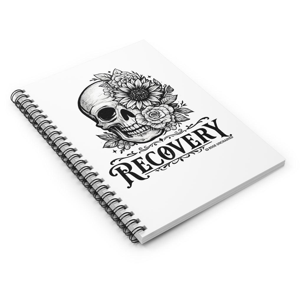 Recovery Skull Floral Spiral Notebook — Ruled Journal for Sobriety & Healing