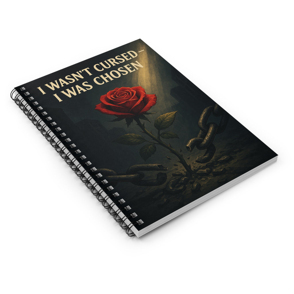 Inspirational Rose Notebook — “I Wasn’t Cursed — I Was Chosen” Spiral Journal